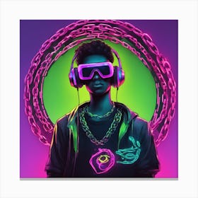 Neon Man With Headphones Canvas Print