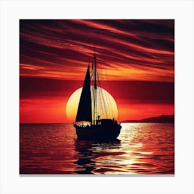 Sailboat At Sunset 20 Canvas Print