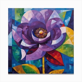 Cubist, Purple flower Canvas Print