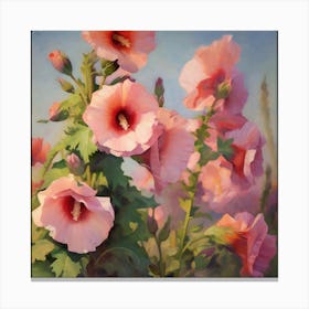 Hollyhocks Canvas Print