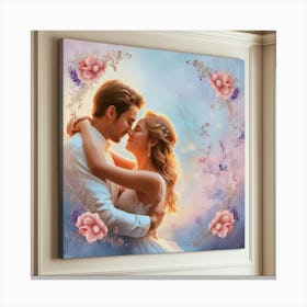 Couple Kissing On Canvas Canvas Print