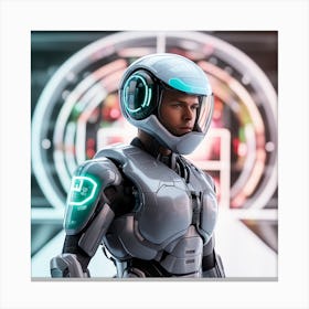 Futuristic Man In Futuristic Suit 43 Canvas Print