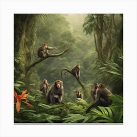 Monkeys In The Jungle Canvas Print