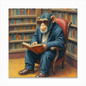 Chimpanzee Reading Braille Leinwandbild