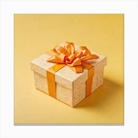 Gift Box On Yellow Background 2 Canvas Print