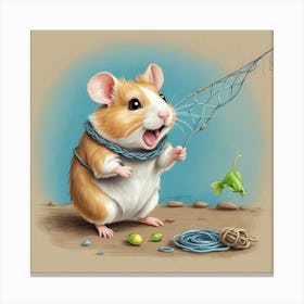 Hamster Fishing 10 Canvas Print