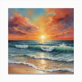 Sunset Over The Sea Art Print 0 Canvas Print