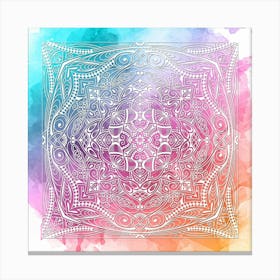 Abstract Mandala on Watercolor Background Canvas Print