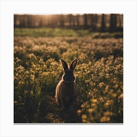 Rabbit In The Field Canvas Print