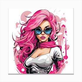 Girl With Pink Hair Canvas Print