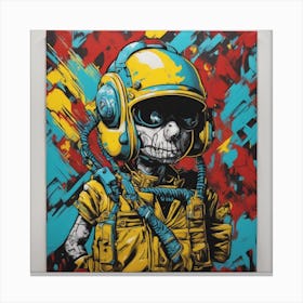 Andy Getty, Pt X, In The Style Of Lowbrow Art, Technopunk, Vibrant Graffiti Art, Stark And Unfiltere (20) Canvas Print