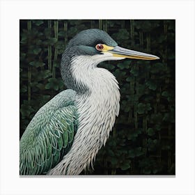 Ohara Koson Inspired Bird Painting Green Heron 2 Square Canvas Print