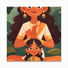 Indian Mother And Daughter Canvas Print