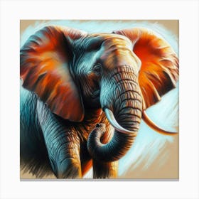 Elephant Painting in Oil Pastel style Canvas Print