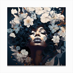 Woman With Flowers On Her Head 1 Canvas Print