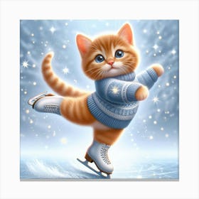 Ice Skating Kitten 3 Canvas Print