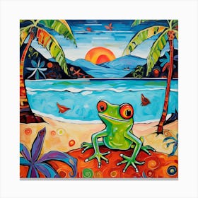 Frog On The Beach 2 Canvas Print