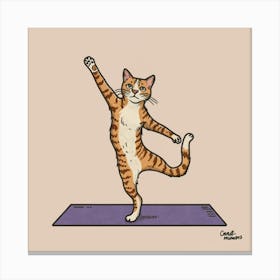 Mew Tiful Moments Print Art Illustrate Comical Cat Yoga Poses With Felines In Zen Positions, Showcasing Their Playful And Adorable Personalities Canvas Print