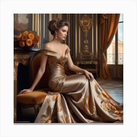 Golden Evening Gown 4 Canvas Print