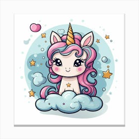 Unicorn With Rainbow Mane 45 Canvas Print