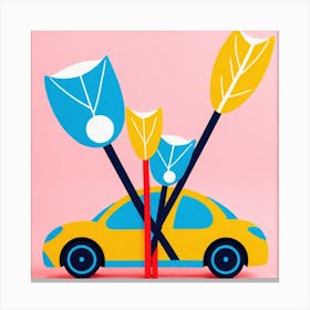 Car With Flowers Canvas Print