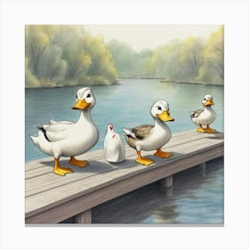 Ducks On The Dock Canvas Print