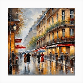 Paris Street Rainy Day Painting (18) Canvas Print
