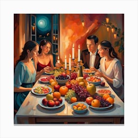 Dinner At The Table 1 Canvas Print