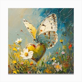 Butterfly Resting on Heart Flower 6 Canvas Print