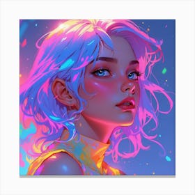 Girl With Neon Hair Canvas Print