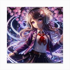 Anime Girl With Headphones 1 Canvas Print