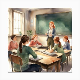 Teacher In The Classroom Canvas Print