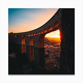 High Contrast, Low Key Lighting Depicting A Roman Aqueduct Canvas Print