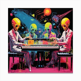 Aliens At The Piano 1 Canvas Print