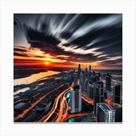 Sunset In Melbourne Canvas Print