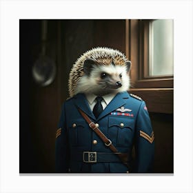 Hedgehog In Uniform Leinwandbild