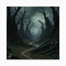 Scary dark forest Canvas Print