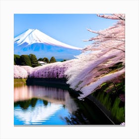 Cherry Blossoms In Japan Near Beach Canvas Print