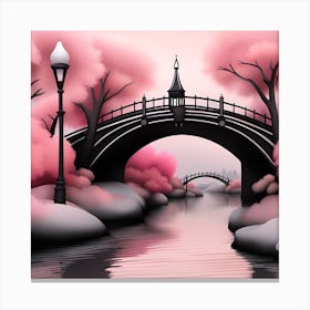 Sakura Bridge Landscape Canvas Print
