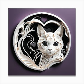 Cat In A Heart Canvas Print