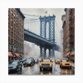 Brooklyn Bridge Dusty and foggy Canvas Print