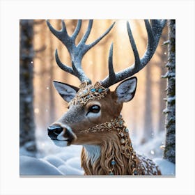 Deer In The Snow 7 Canvas Print