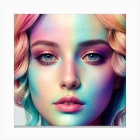 Young Woman With Colorful Makeup 1 Canvas Print