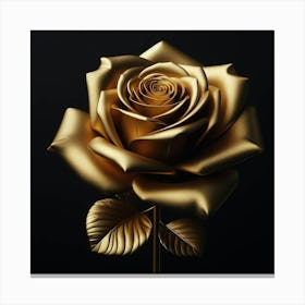 Molten Gold Rose in Full Bloom, a Glimmering Flower of Exquisite Beauty, Captured in Stunning Detail, a True Masterpiece of Nature's Art Canvas Print