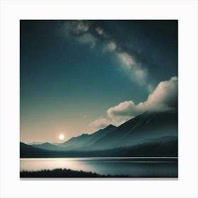 Night Sky Over Lake Canvas Print