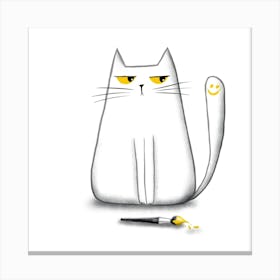 Cat With Paint Brush Canvas Print