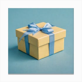 Gift Box With Blue Ribbon 1 Canvas Print