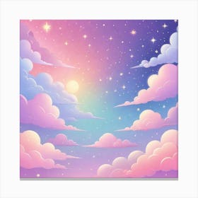 Sky With Twinkling Stars In Pastel Colors Square Composition 74 Canvas Print