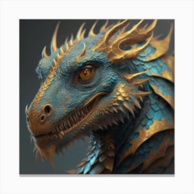 8k Portrait Of A Of A Bluescaled Dragon Canvas Print