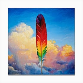 Macaw Feather Soaring In The Sky Fluid Color Gradient Transitioning From Deep Indigo To Vibrant Ye Canvas Print